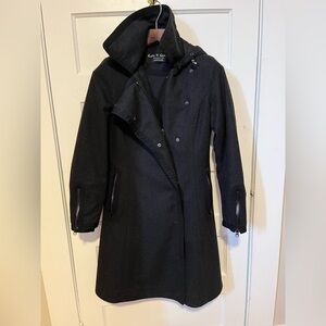 Elegant Black Hooded Trench Coat